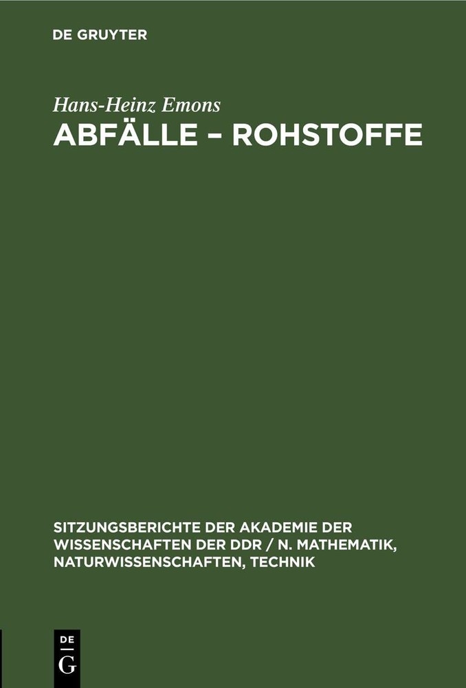 Hans-Heinz Emons Abfälle - Rohstoffe (Hardback)