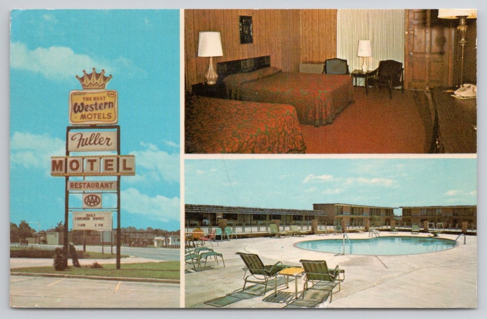 Fuller's Best Western Motel Brinkley Arkansas Chrome Postcard 1975 Pool Room