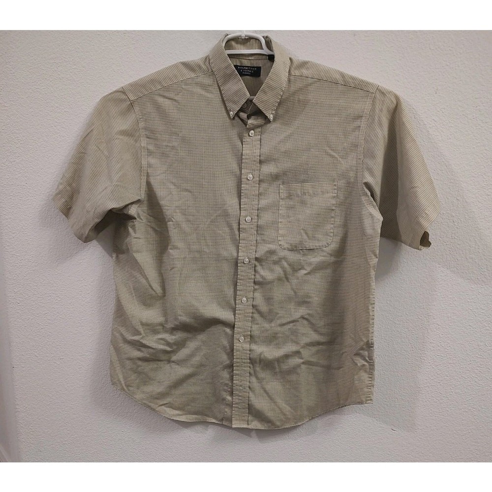 Roundtree & Yorke Classics Men's Short Sleeve Button Up Shirt Size XL Tan Pocket