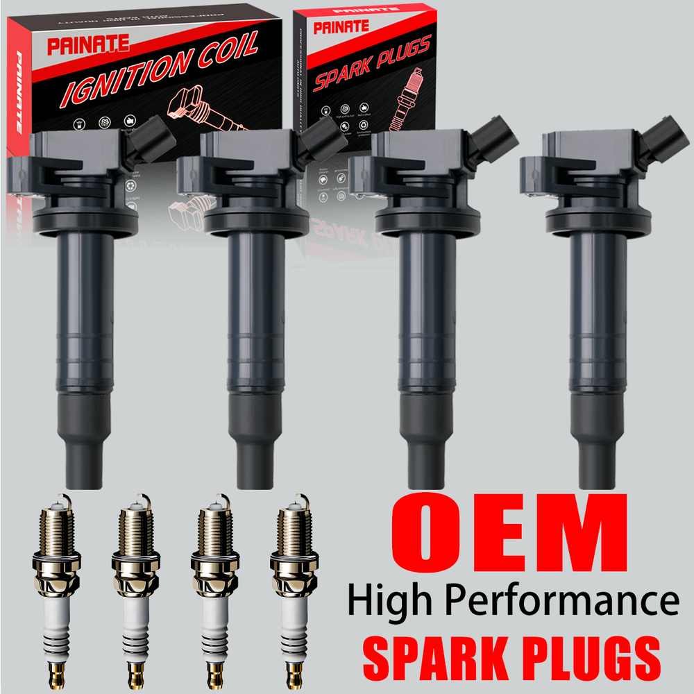 4X Brand OEM Ignition Coil & 4X Iridium Spark Plug For Toyota Corolla 1.8L UF247
