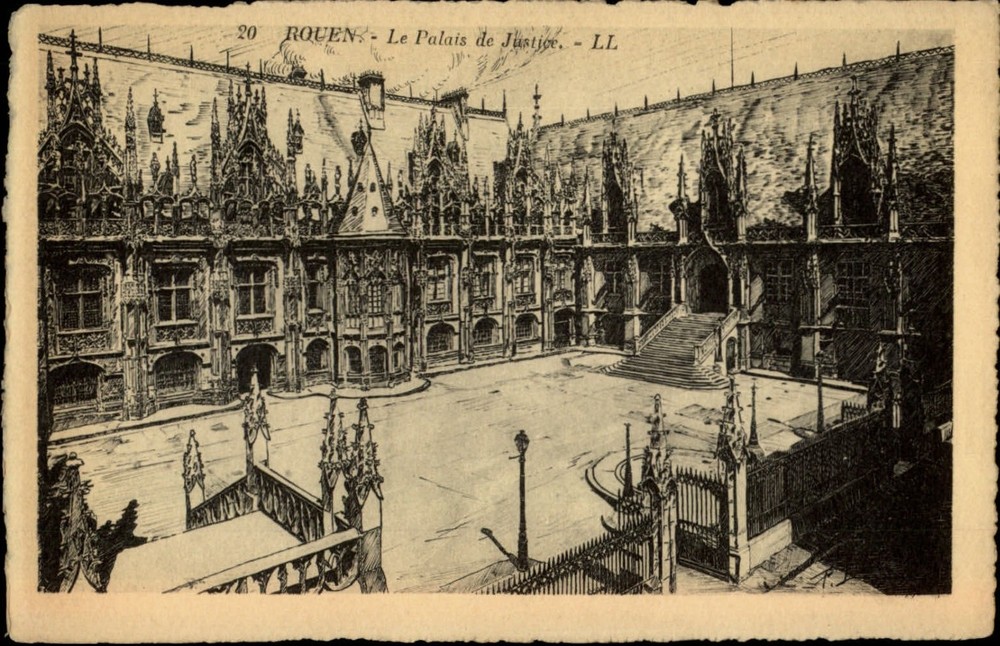 Le Palais de Justice Rouen France vintage postcard s763