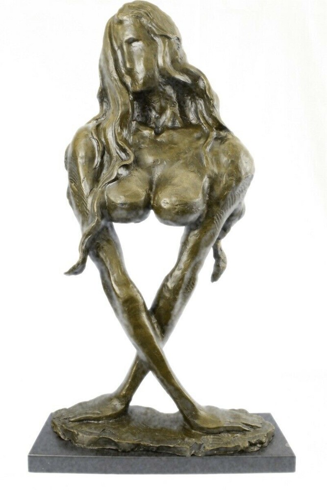 ORIGINAL ART DECO MODERN ABSTRACT NUDE FEMALE FIGURE BRONZE STATUE BROWN DEAL