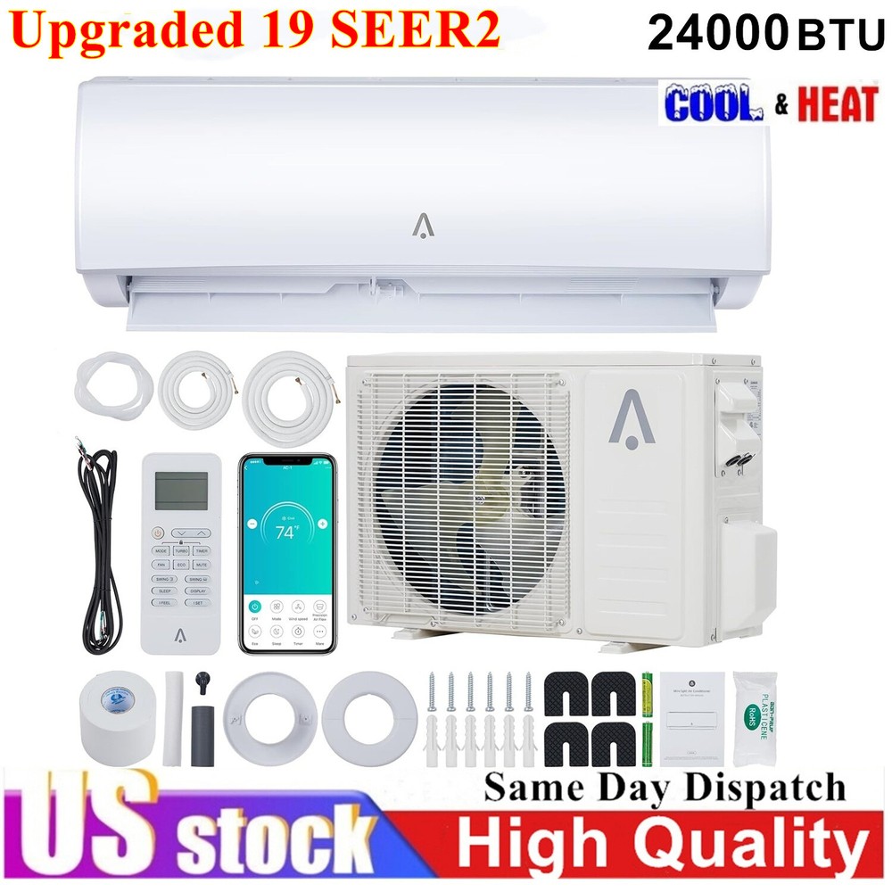 24000BTU Smart Ductless Air Conditioner Heat Pump Mini Split 19 SEER INVERTER AC