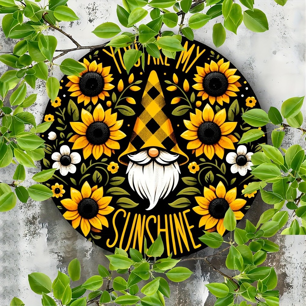 Sunshine Gnome Round Art - 7.8