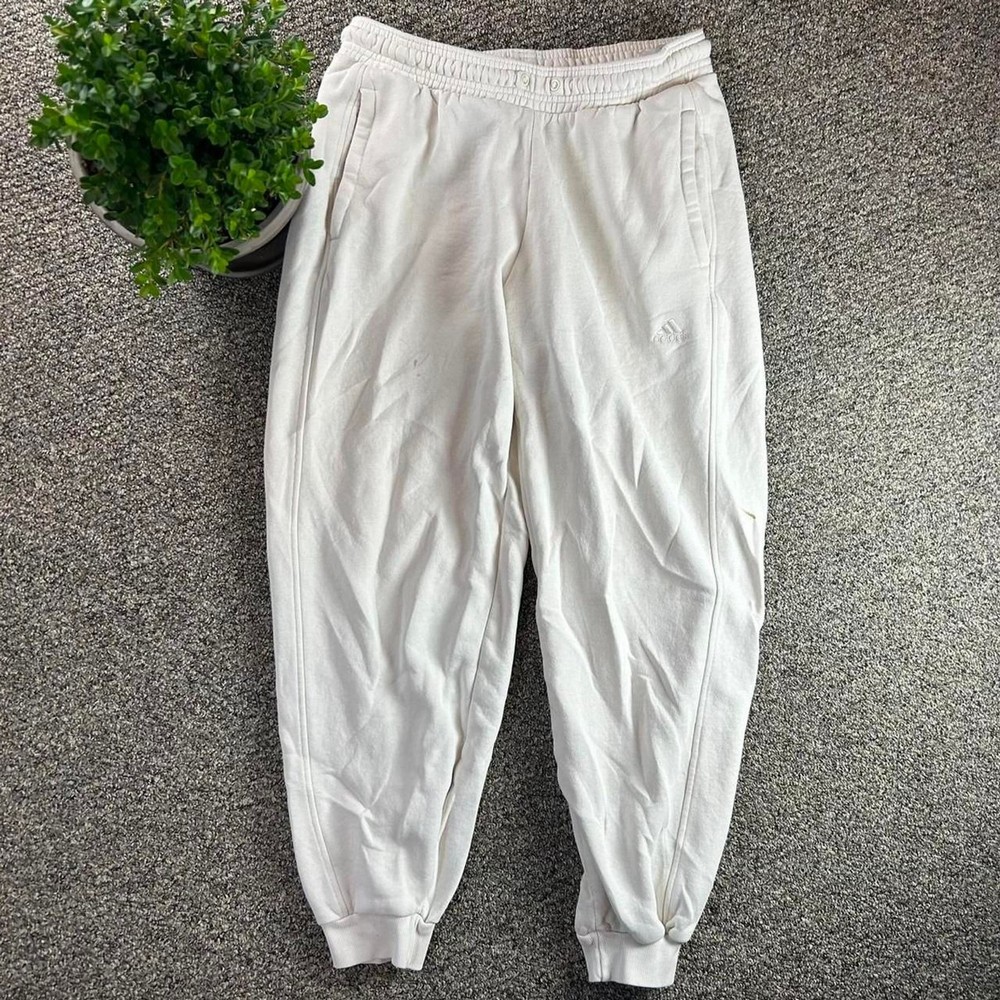 Adidas Men's White and Cream Joggers-tracksuits