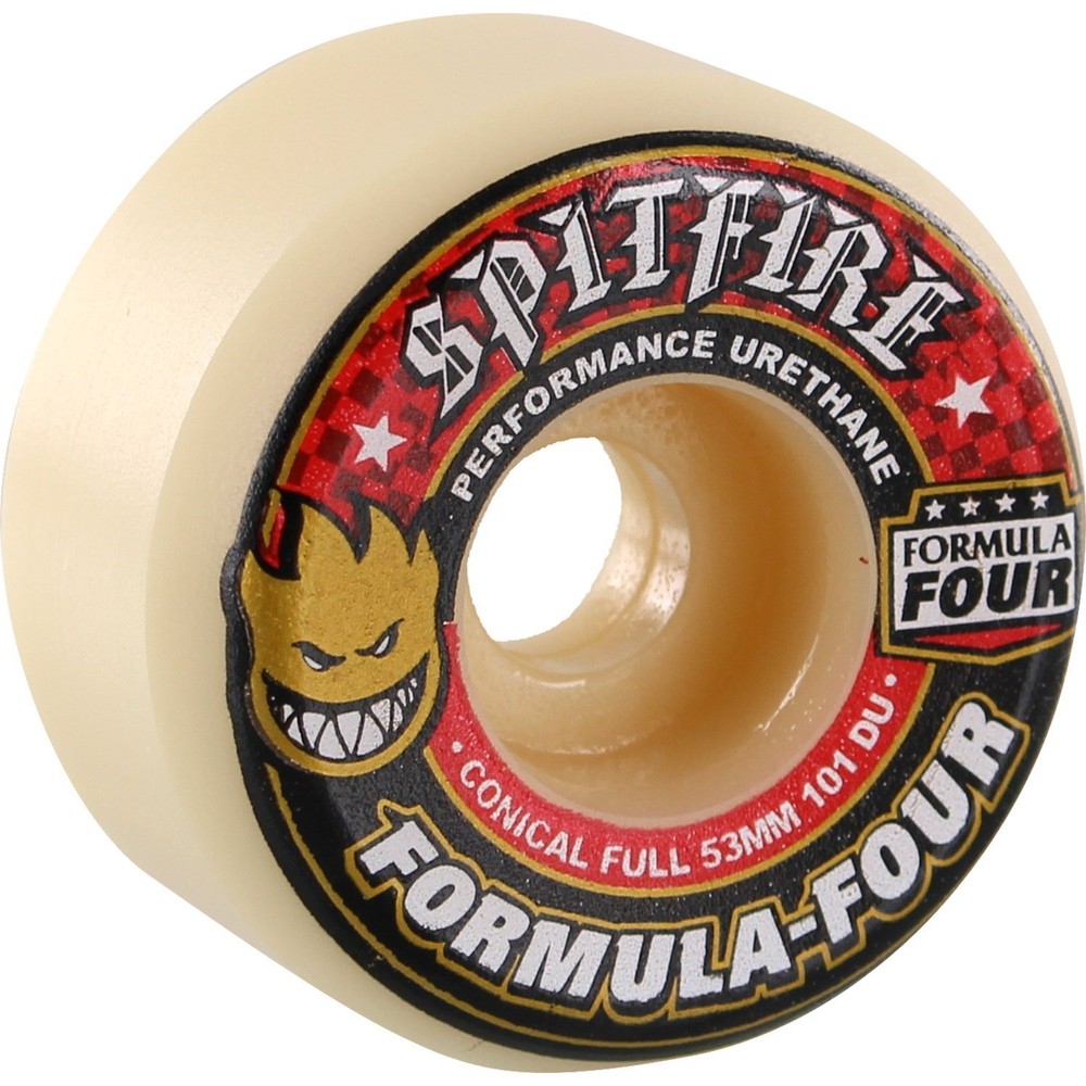 Spitfire Formula 4 101a Conical 53mm White Red Skate Wheels Set of 4