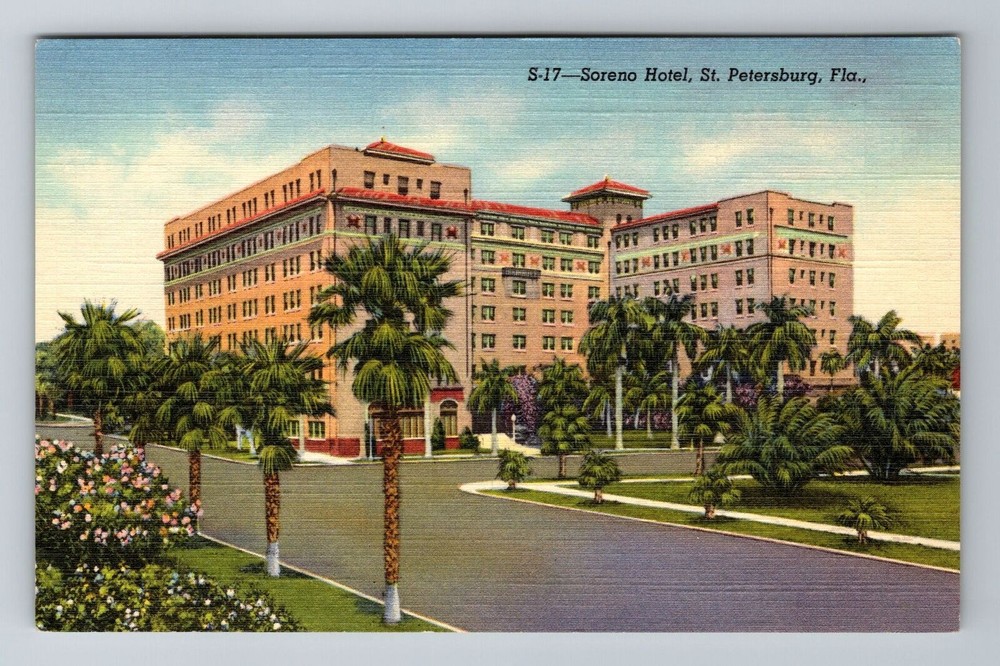 St Petersburg FL-Florida, Soreno Hotel, Advertising, Antique Vintage Postcard