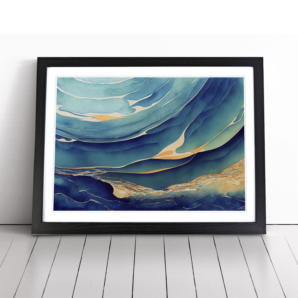 Artful Ocean Wave Abstract Wall Art Print Framed Canvas Picture Poster Decor