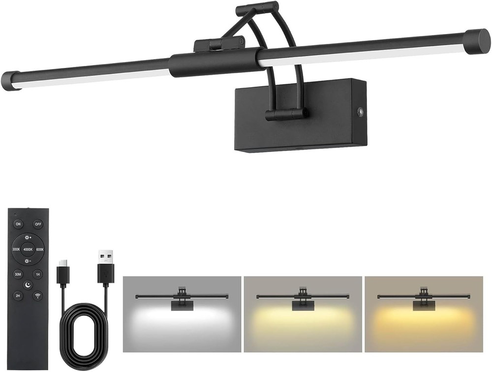 24“ Picture Lights for Wall, 8000mAh Rechargeable Wireless Picture Light
