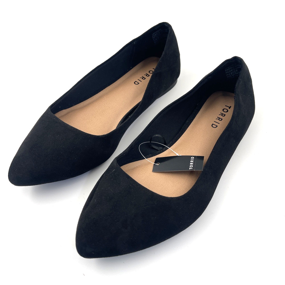 Torrid Ballet Flats Black Velvet Suede Point Toe Slip-On Shoes Women Size 8