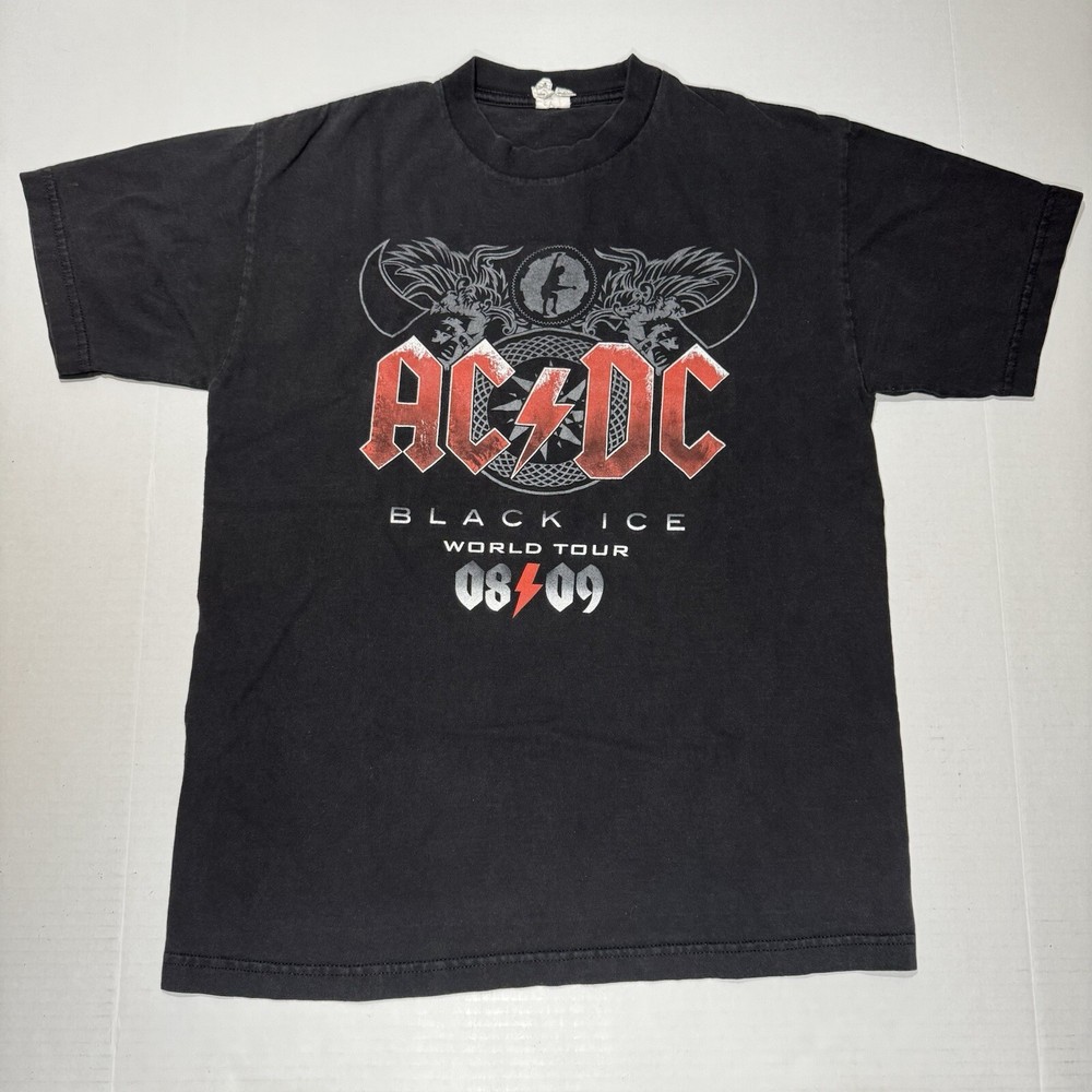 AC/DC Black Ice Tour '08-'09 Concert T-Shirt - Black - Adult Size Medium