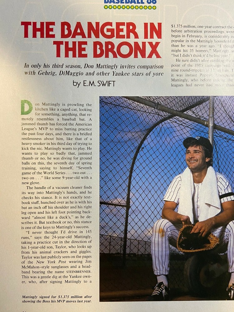 1986 Don Mattingly New York Yankees First Baseman