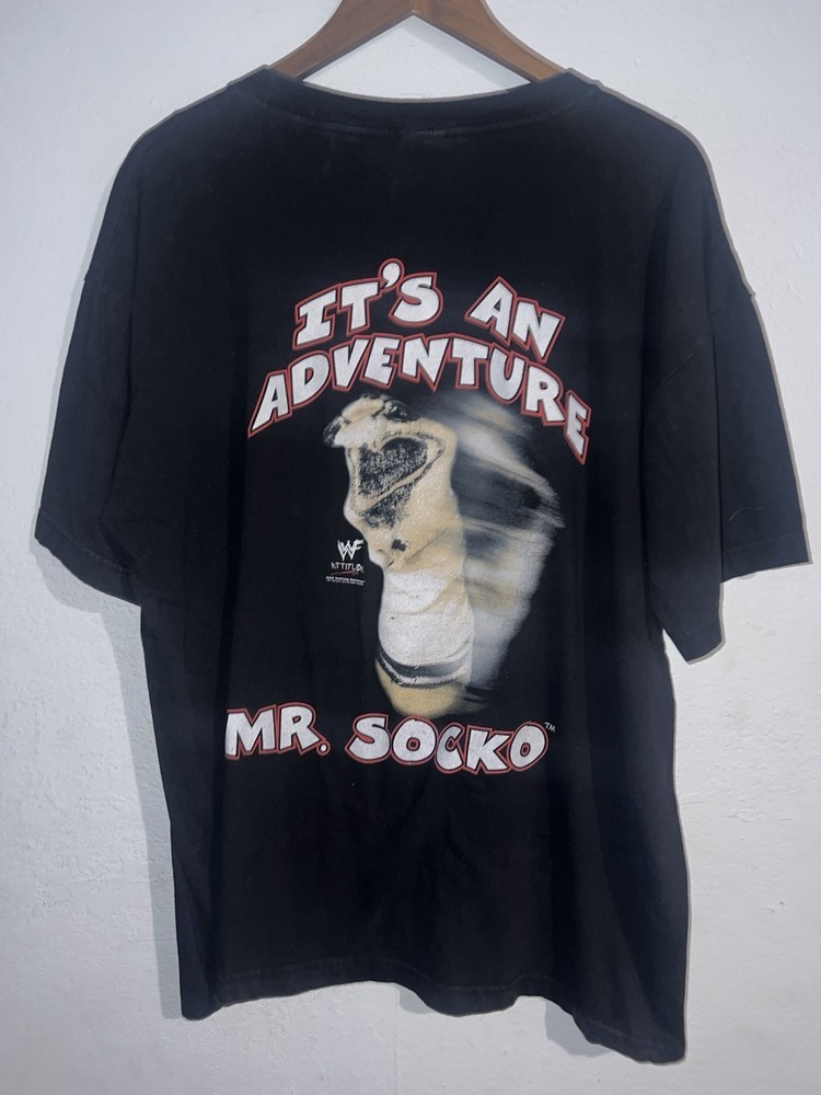 Vintage 90s WWF Mankind Mick Foley Mr Socko Wrestling Promo Shirt Size XL WWE