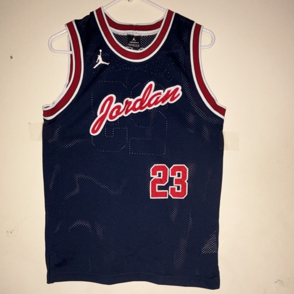 Jordan 23 Basketball Jersey Tank Men's Navy Red White Sleeveless Mesh Size L