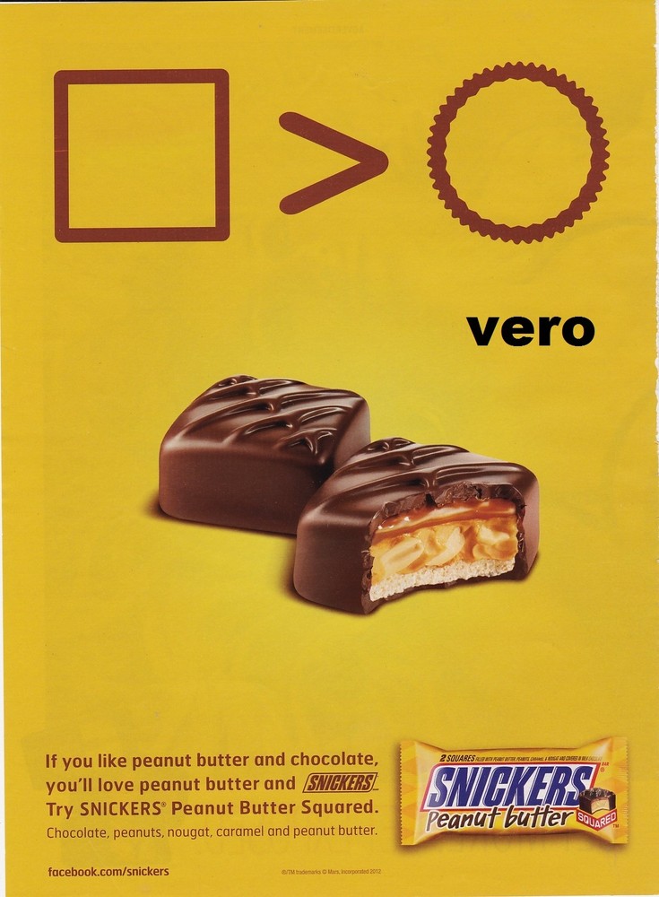 SNICKERS 2014 magazine print photo ad clipping peanut butter chocolate squared