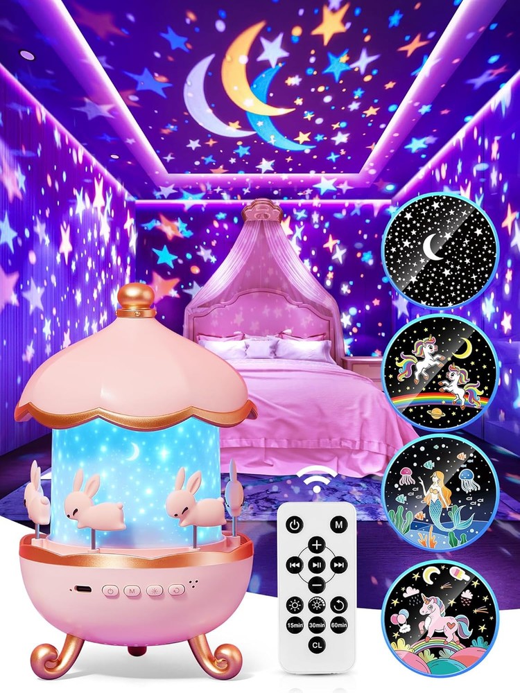 Night Light for Kids, 315 Colors+15 Films Star Projector Kids Pink
