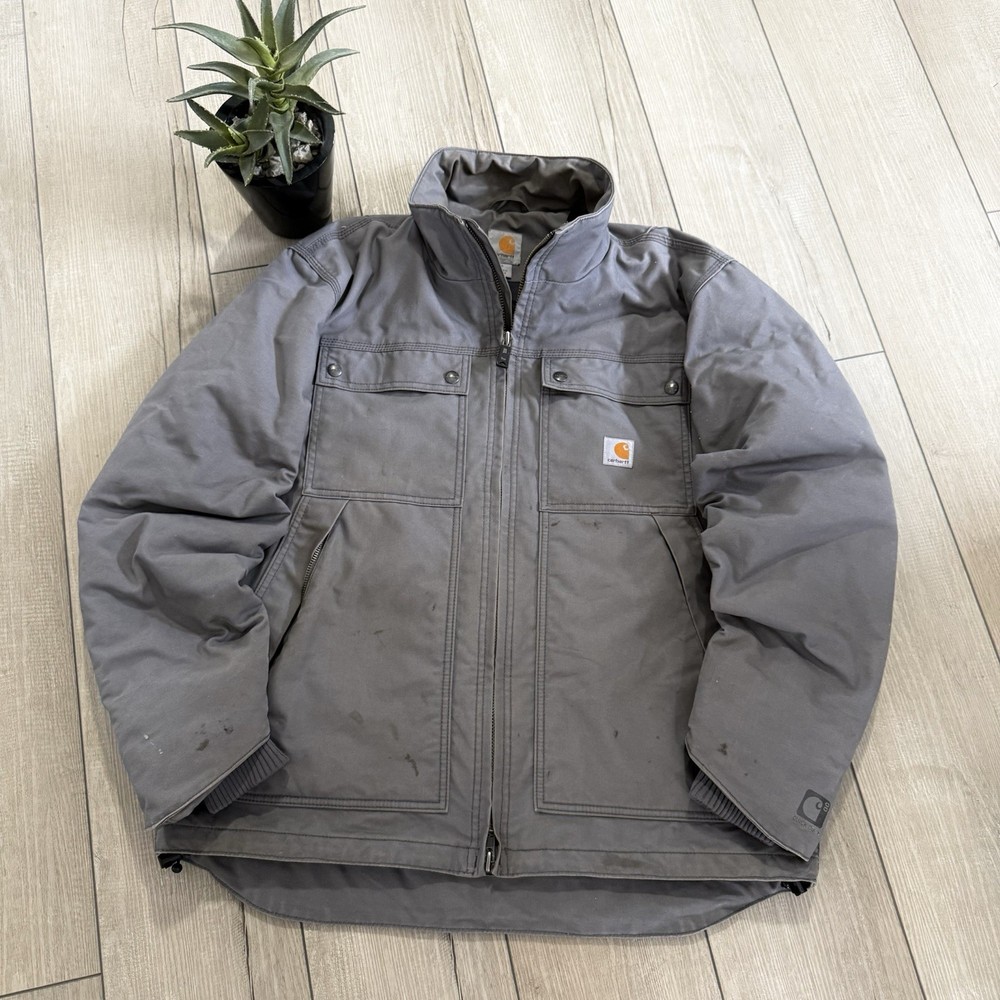 Carhartt Quick Duck Jefferson Traditional Jacket Size L Thinsulate Gray Workwear