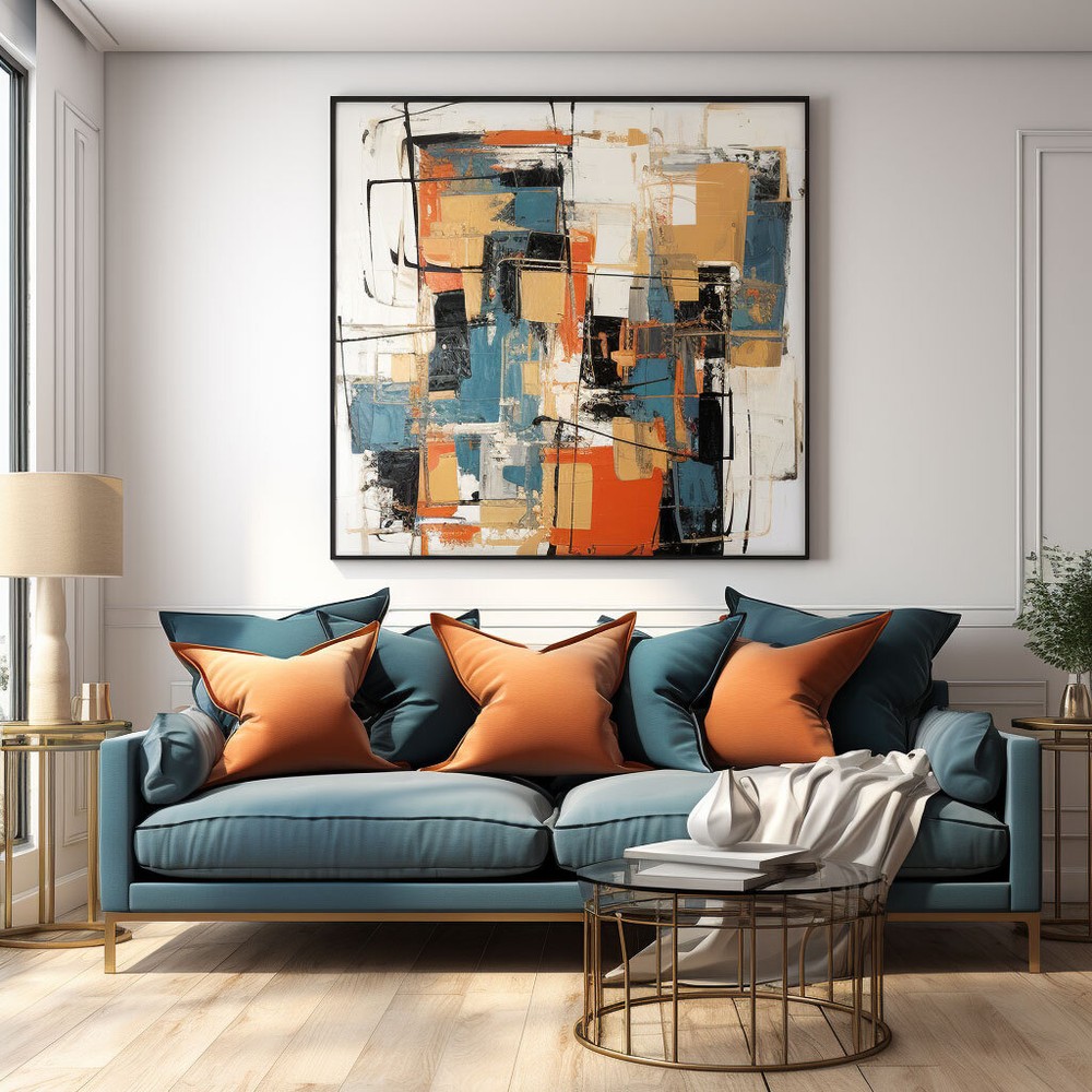 wall art abstract Blue oil painting hand painted on canvas Living Room Home