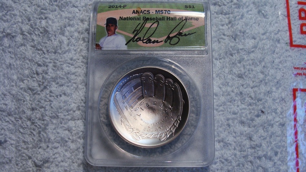 2014-P Baseball Commem Silver $ Anacs MS-70 Nolan Ryan Signature