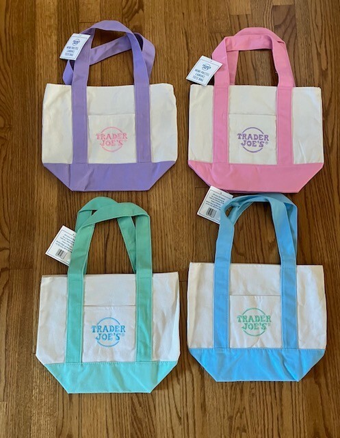 Trader Joes 2025 Limited Edition Pastel Mini Canvas Tote Bags Set of 4 NWT