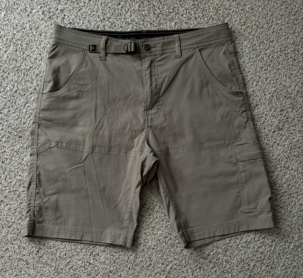 prAna Shorts Mens Size 34 Dark Beige Stretch Zion Shorts Belted Stretch Hiking