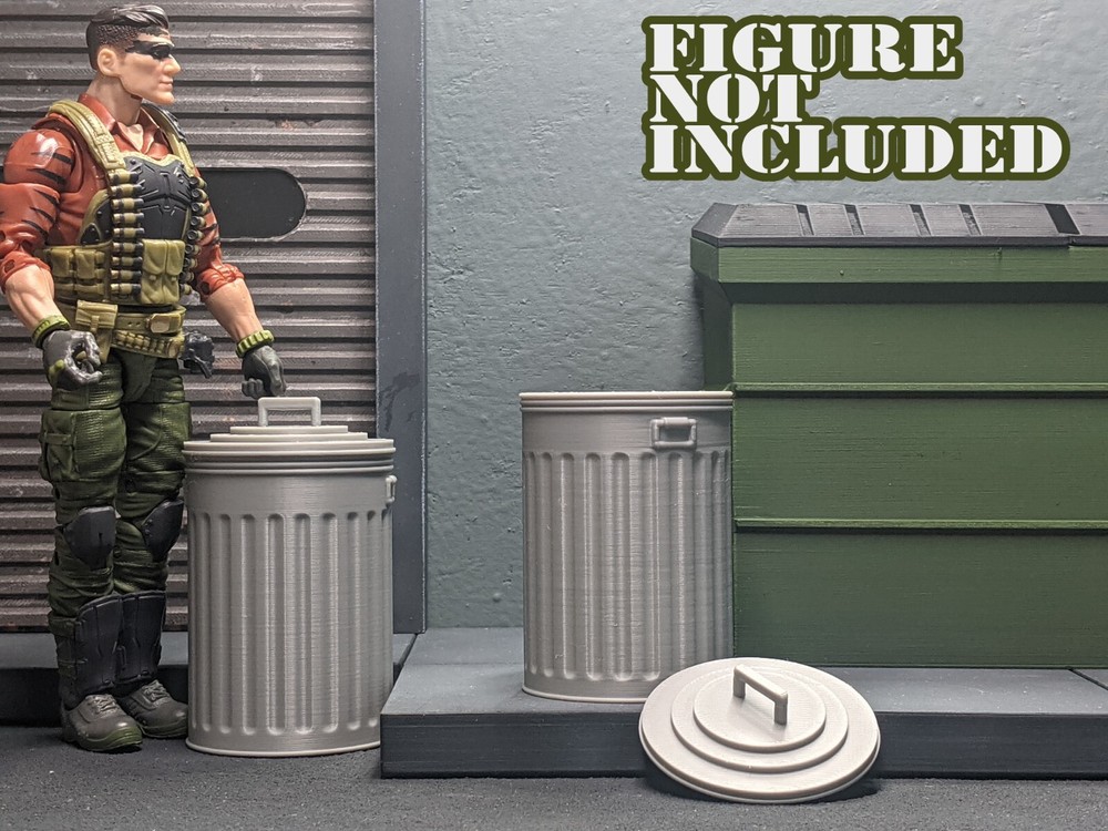 1/12 Scale Metal Trash Can. Display prop for 6