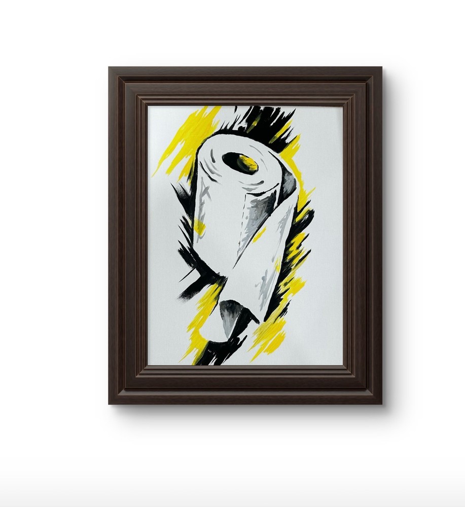Original Abstract Painting toilet paper 14x11 canvas modern wall art home decor