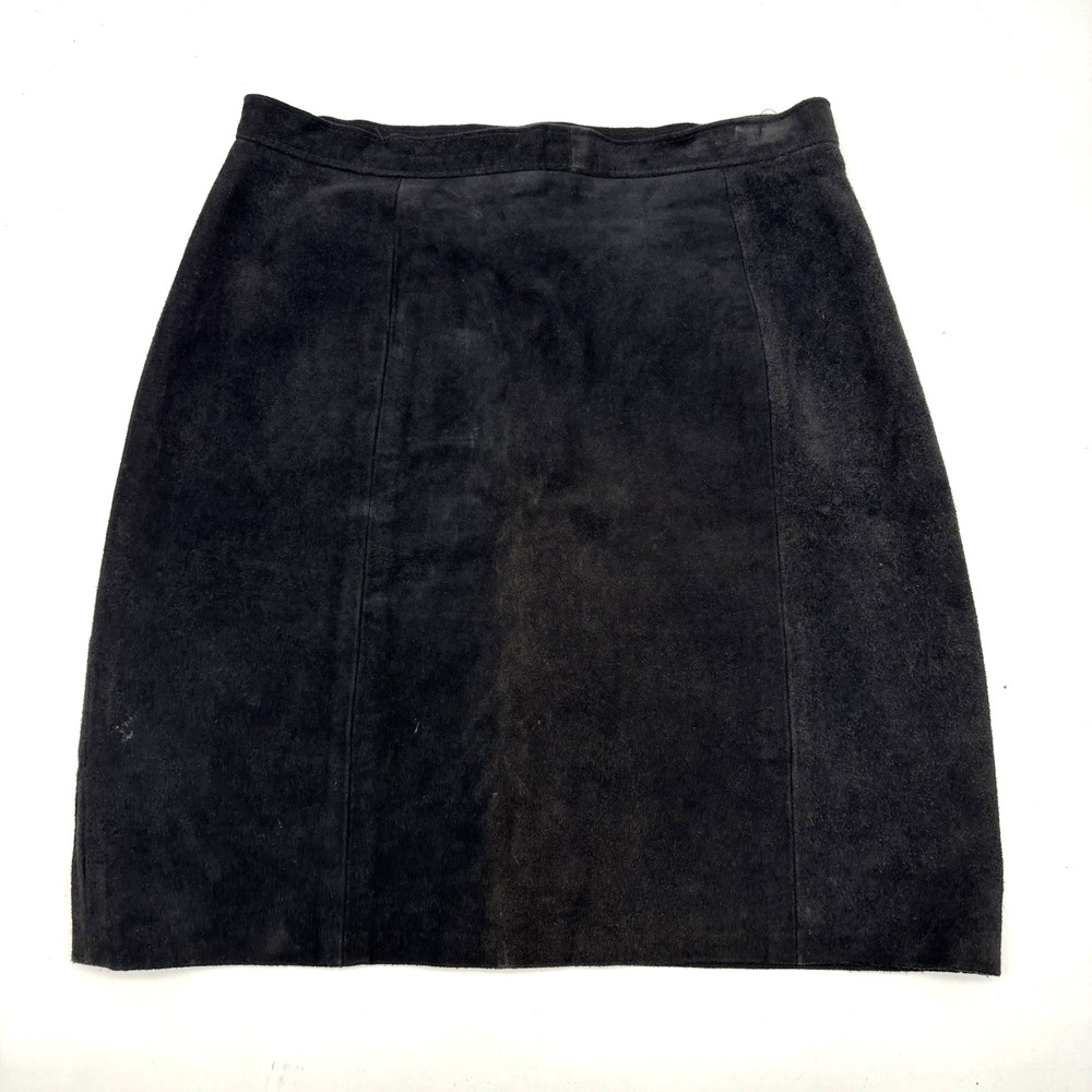 Vintage 80s Outerwear by Phoenix Black Suede A-line Skirt 26x18