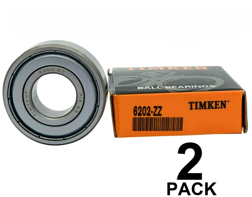 2-Pack TIMKEN 6202-ZZ 15x35x11mm Double Metal Seal Ball Bearings