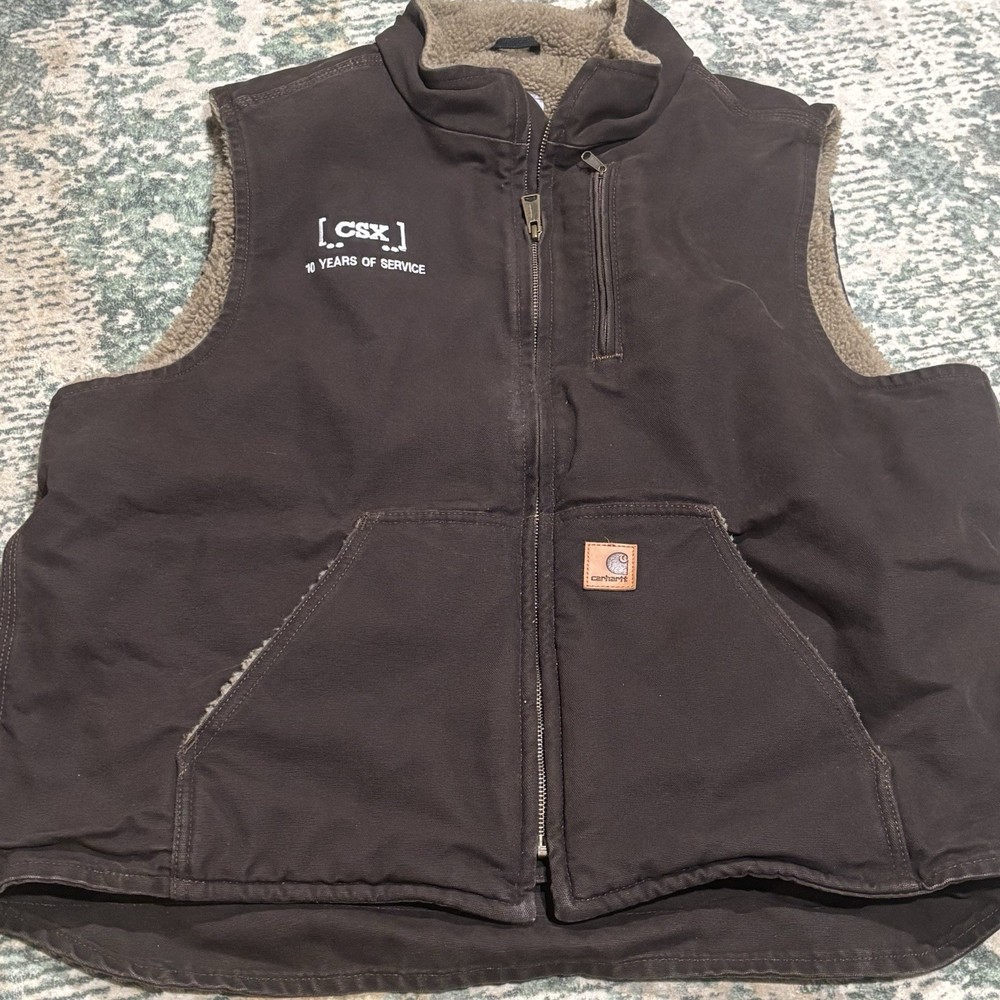 Carhartt Sherpa-Lined Mock Neck Vest Men’s XL CSX 10 Years Cotton Duck Canvas