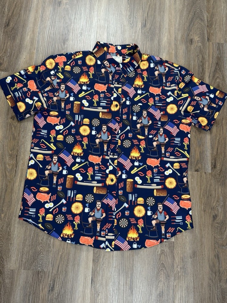 RSVLTS Ron Swanson Parks and Rec NBC Button Up Shirt Size Men’s 2XL