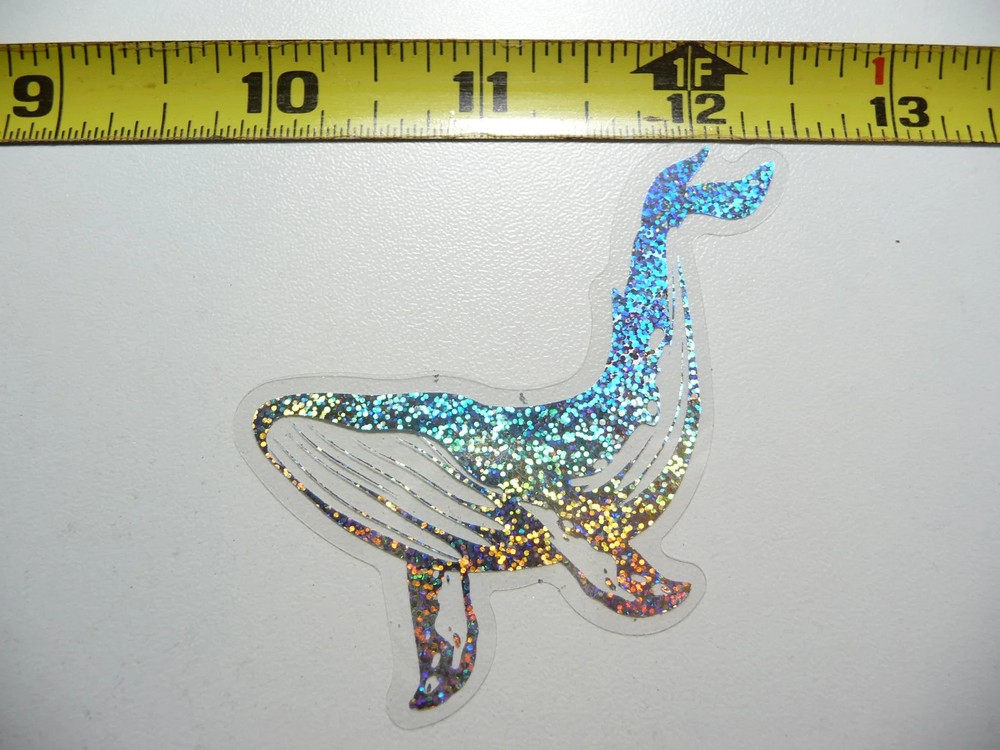 HOLOGRAPHIC ARCHING WHALE SMALL STICKER DECAL OCEAN SEA LIFE SPARKLE