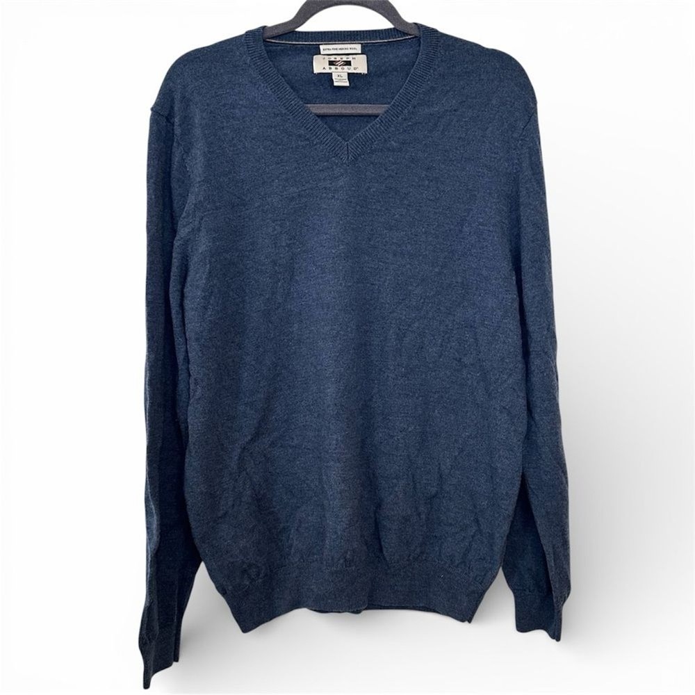 Joseph Abboud 100% Merino Wool Sweater Blue V-Neck XL