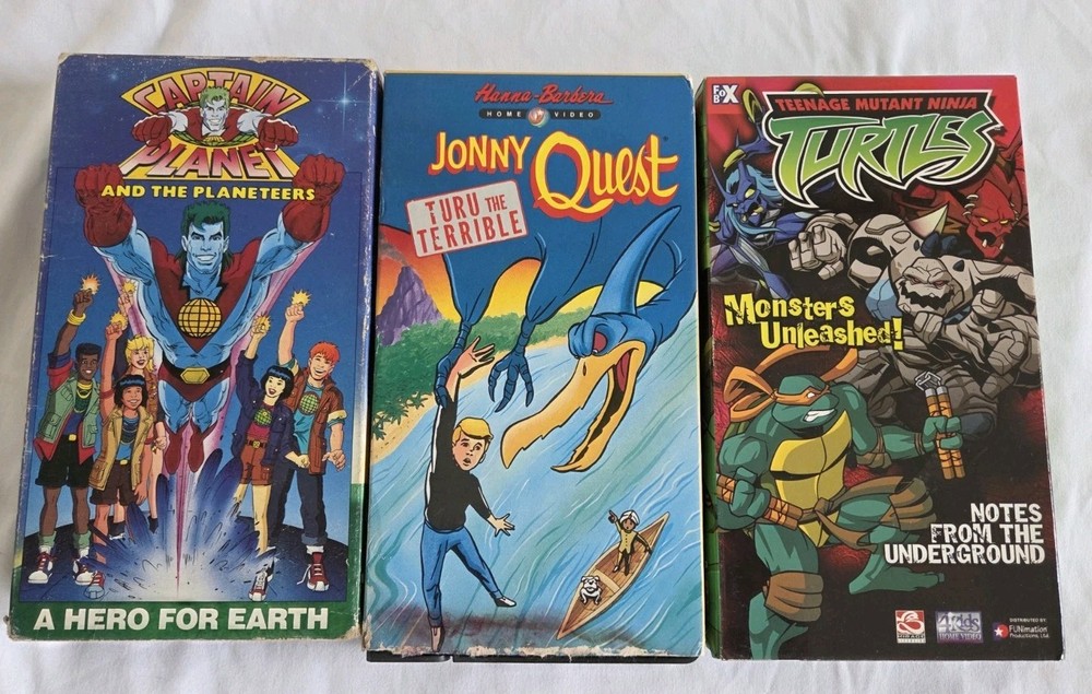 Vintage Vhs Tapes Jonny Quest  Teenage Mutant Ninja Turtles Captain Planet