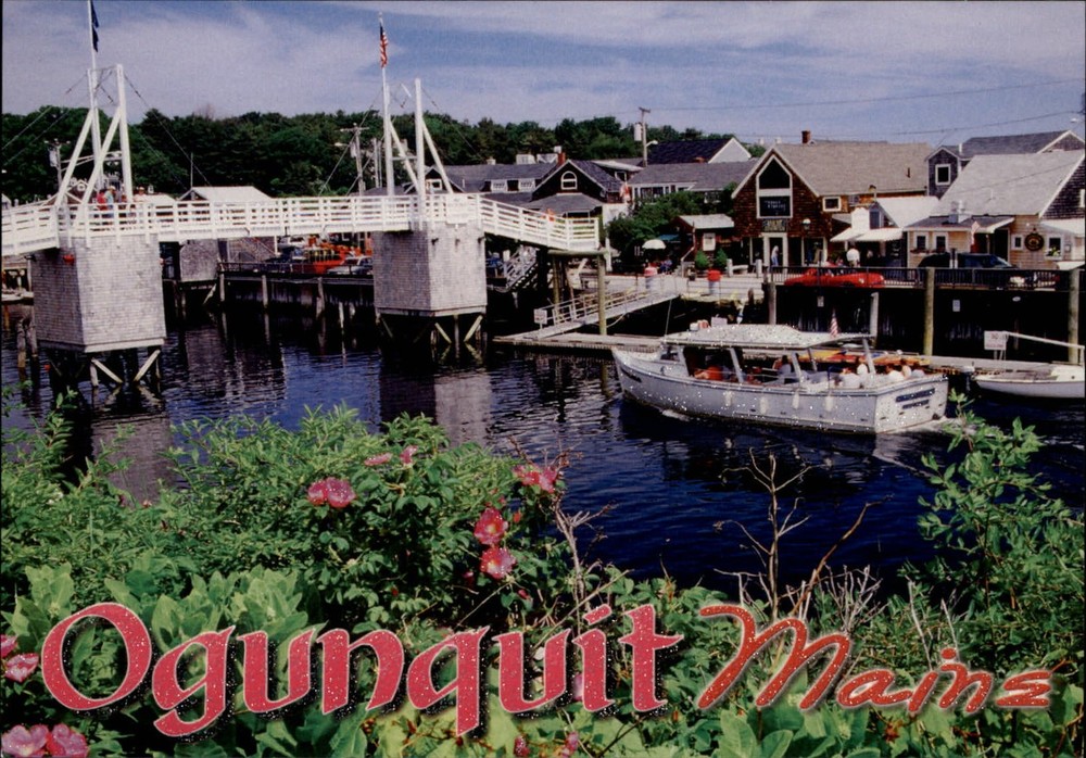 Maine Ogunquit Perkins Cove boats pier bridge ~ unused postcard sku921