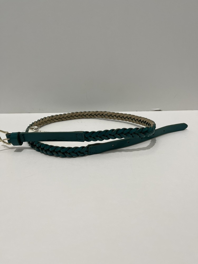 Women's Talbots Teal Braided Woven Leather Belt Size Extra Small Turquoise￼