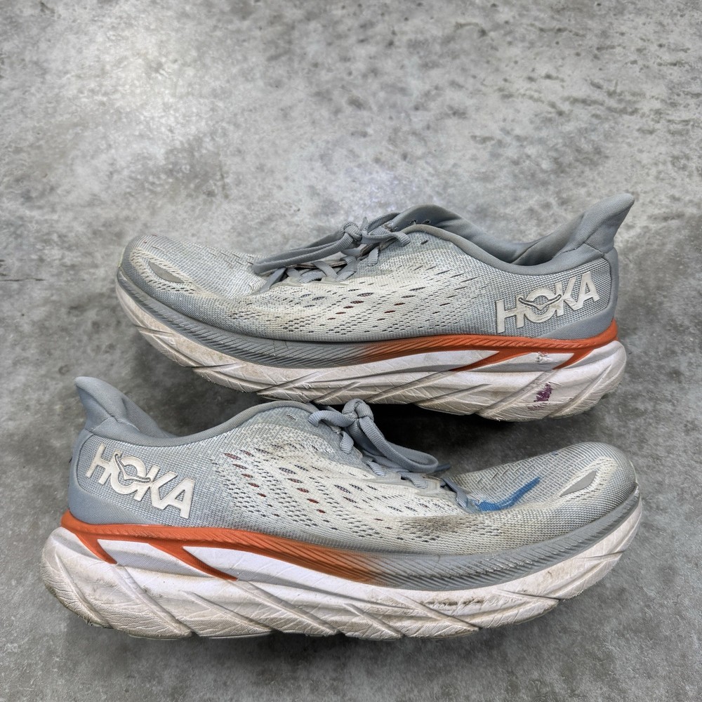 Hoka Clifton 8 Womens 10.5 B Running Shoes Blue White Cushioned Comfort