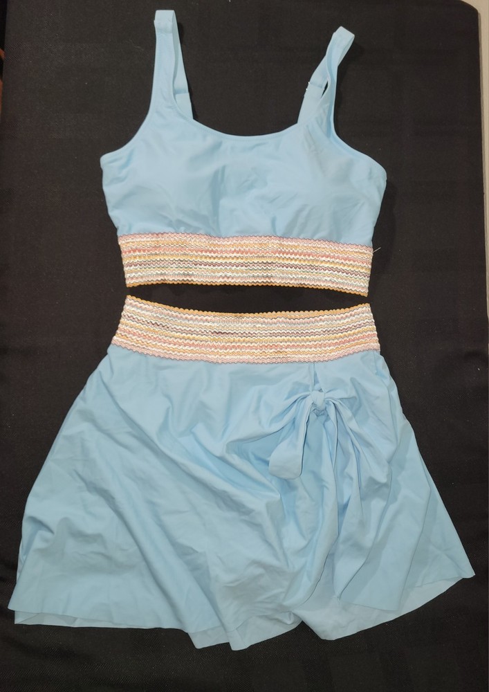 Aidonger Size M, Blue, Women 1pc Swimsuit Swimdress Color Block Bathing Suit ...