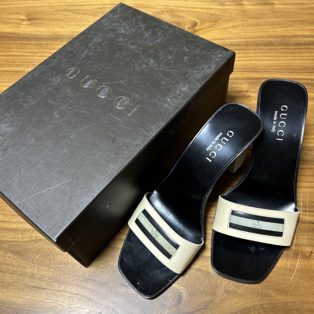 Gucci Black Heel Mule Sandals Size 3.5 Women Ag1111 Pre-Owned