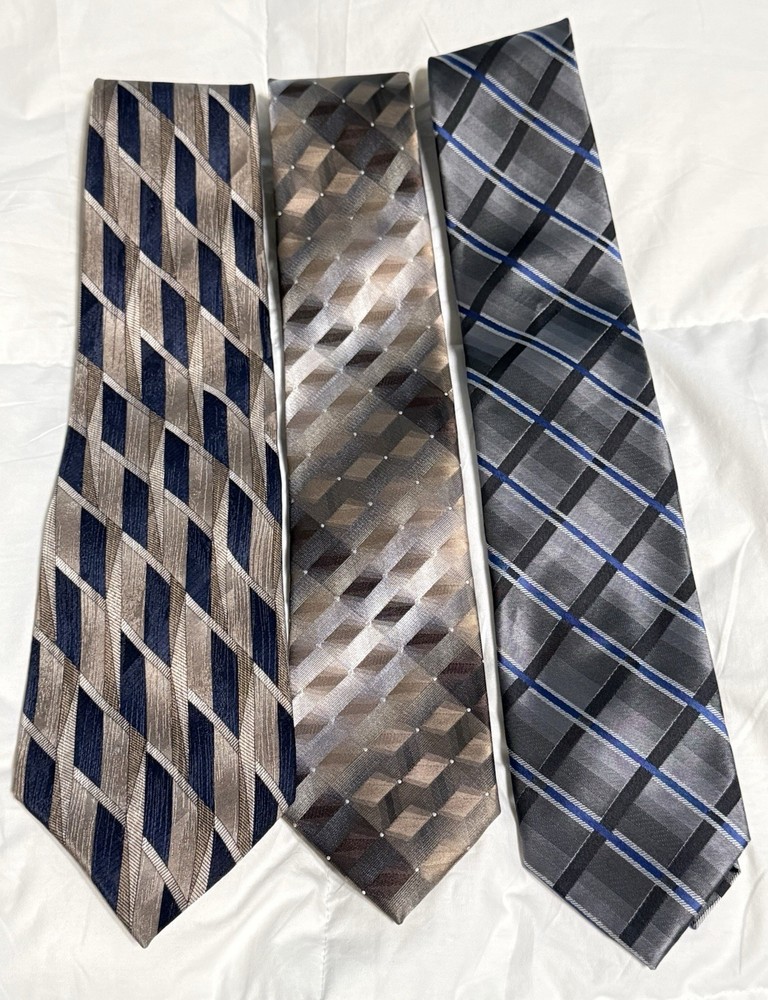 Pierre Cardin Van Heusen Sun River Men's Designer Silk Geometric Tie Lot 3