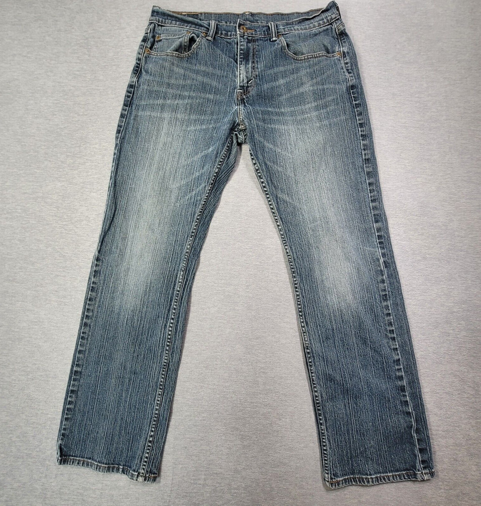 Levis 559 Jeans Mens 33x32 Blue Relaxed Straight Fit Stretch Whiskered Denim