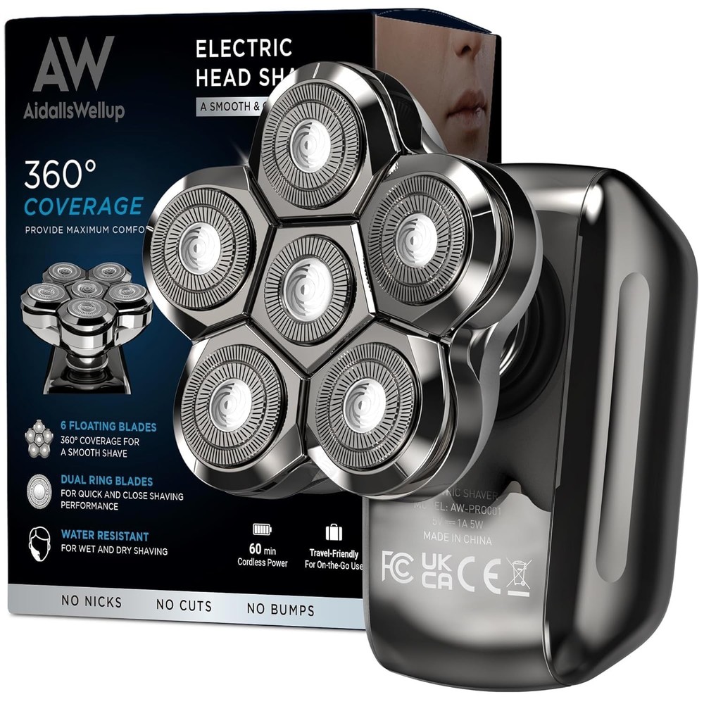 Head Shavers for Bald Men Waterproof Cordless Electric Razor Grooming Kit