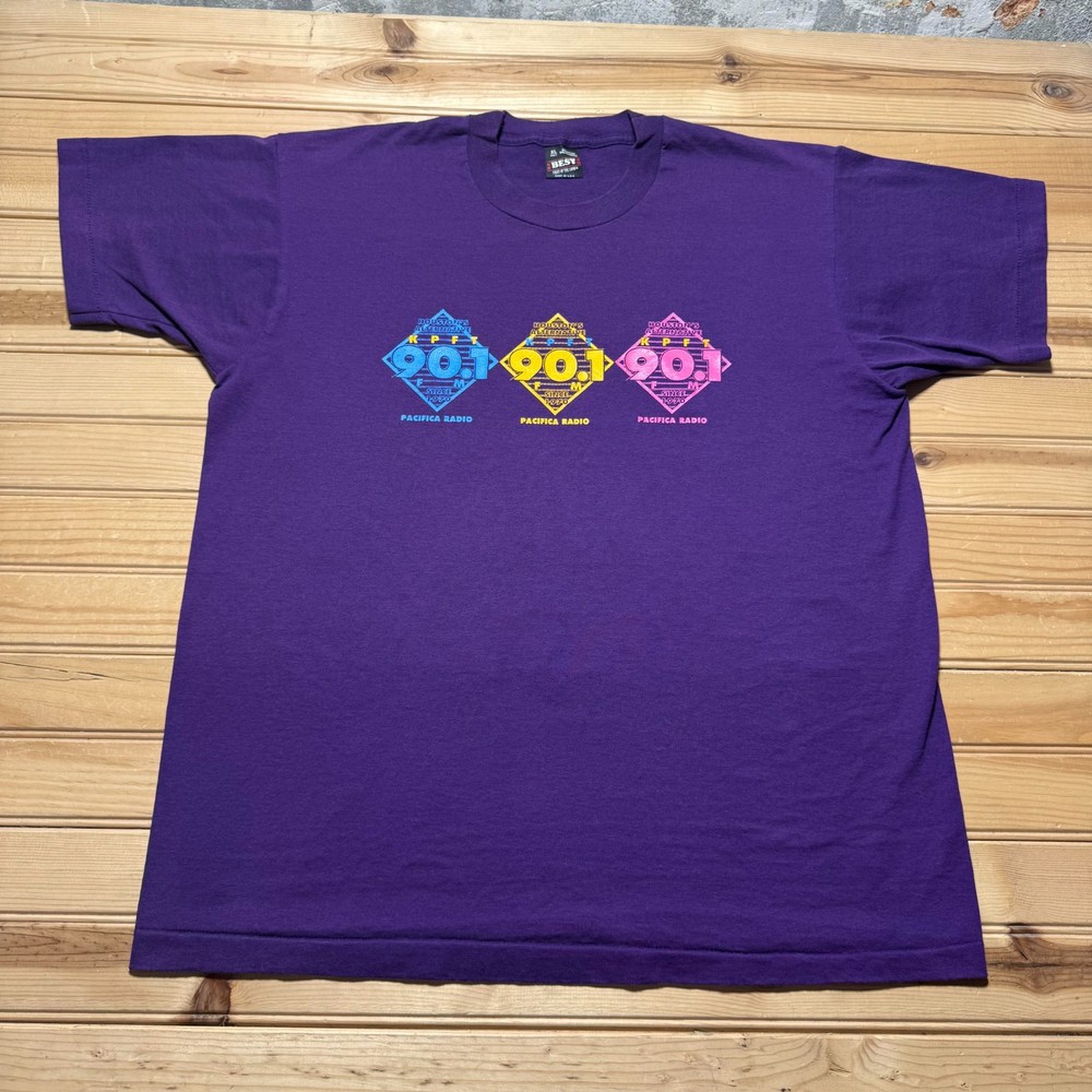 Vintage 90s Houston Alternative KPFT 90.1 Pacifica Radio Graphic T-Shirt USA XL