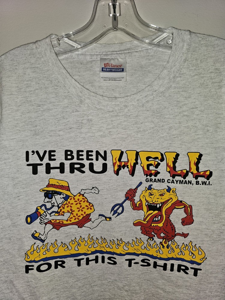 Vintage I've Been Thru Hell Grand Cayman Island 2xl Xxl Mens Gray Graphic Tee