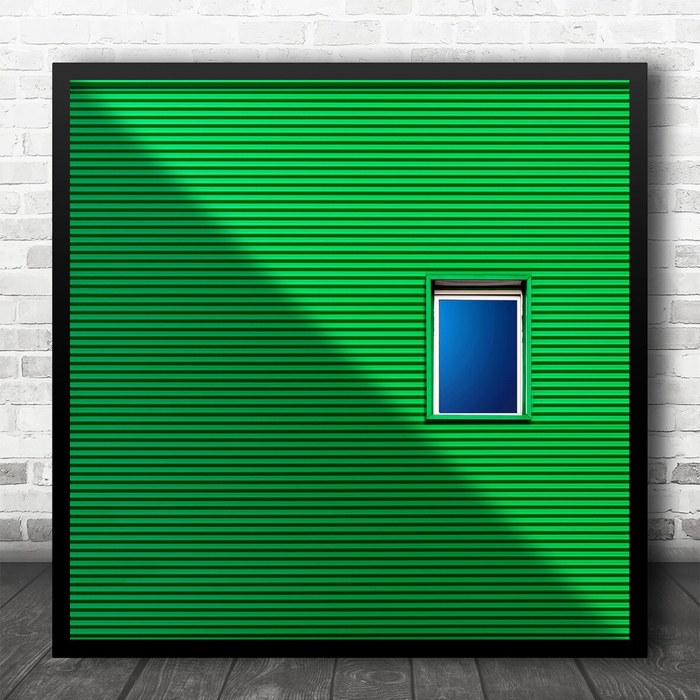 Window Shadow Green Facade Abstract Diagonal Simple Simplicity Square Art Print