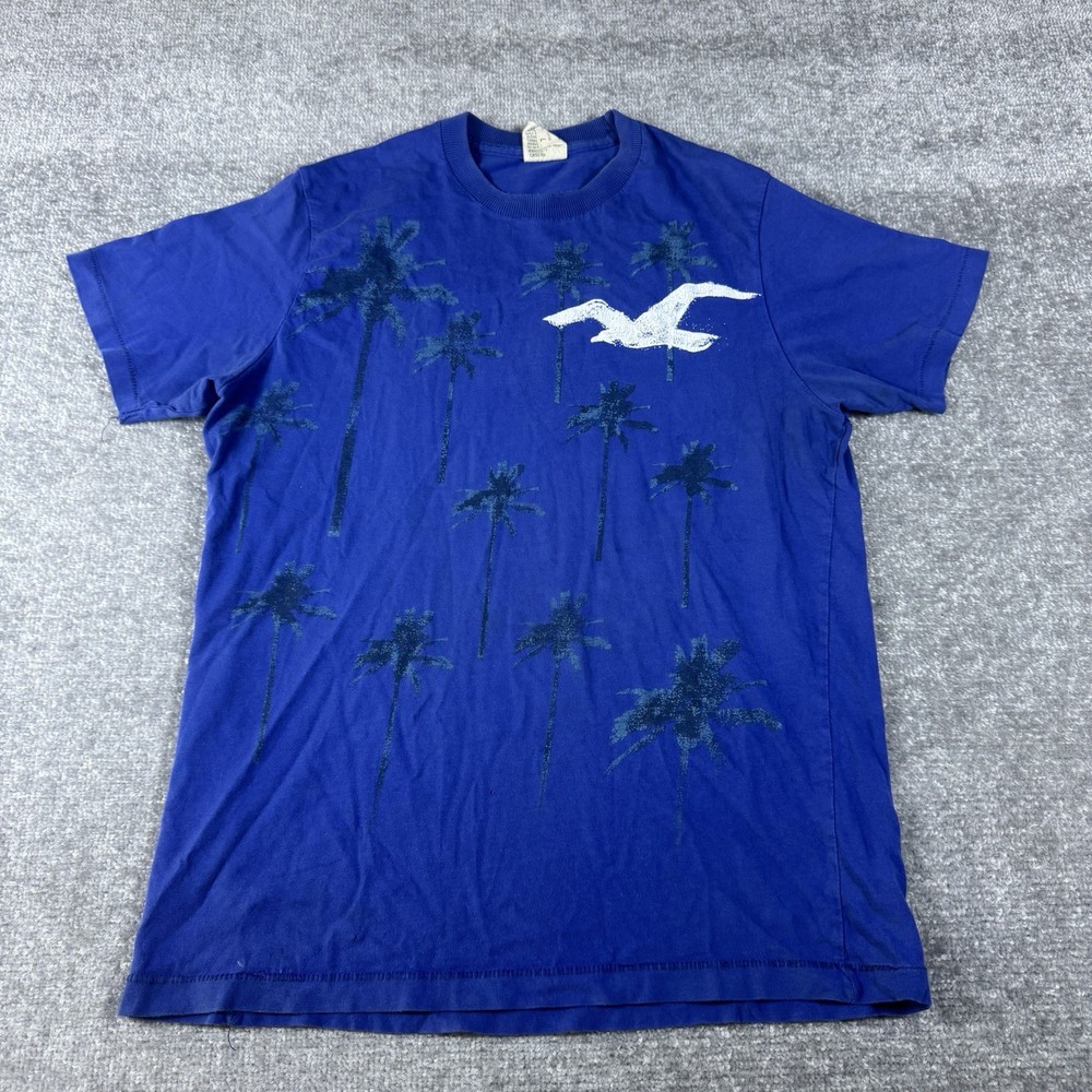Vintage Hollister Single Stitch Graphic T Shirt Surf Beach Blue Mens Size Large