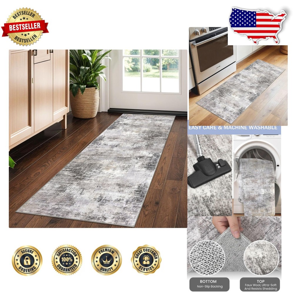 Modern Abstract 2x5 Indoor Runner Rug – Lightweight Stain-Resistant Design-image