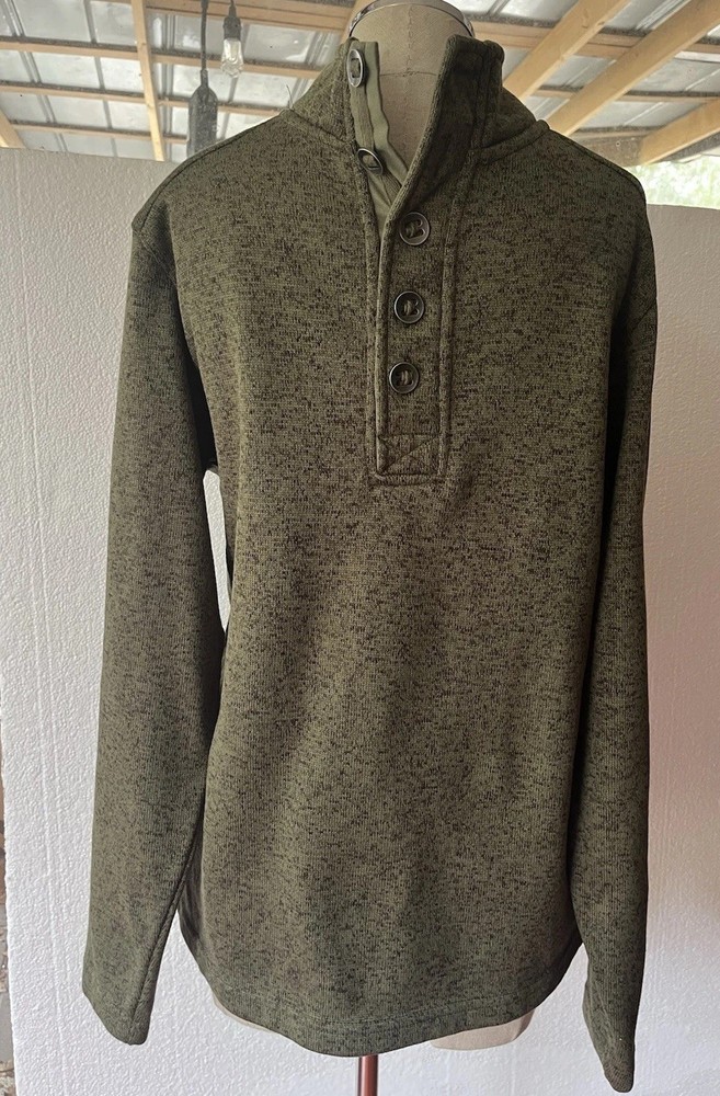 Red Head Brand Co Sweater Shirt Men’s Size Medium Green Henley Pullover Sweater