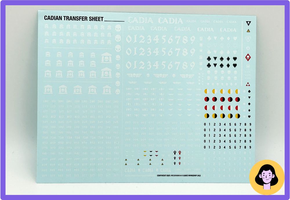 Cadian Transfer Sheet - Astra Militarum - Decal - Free P&P