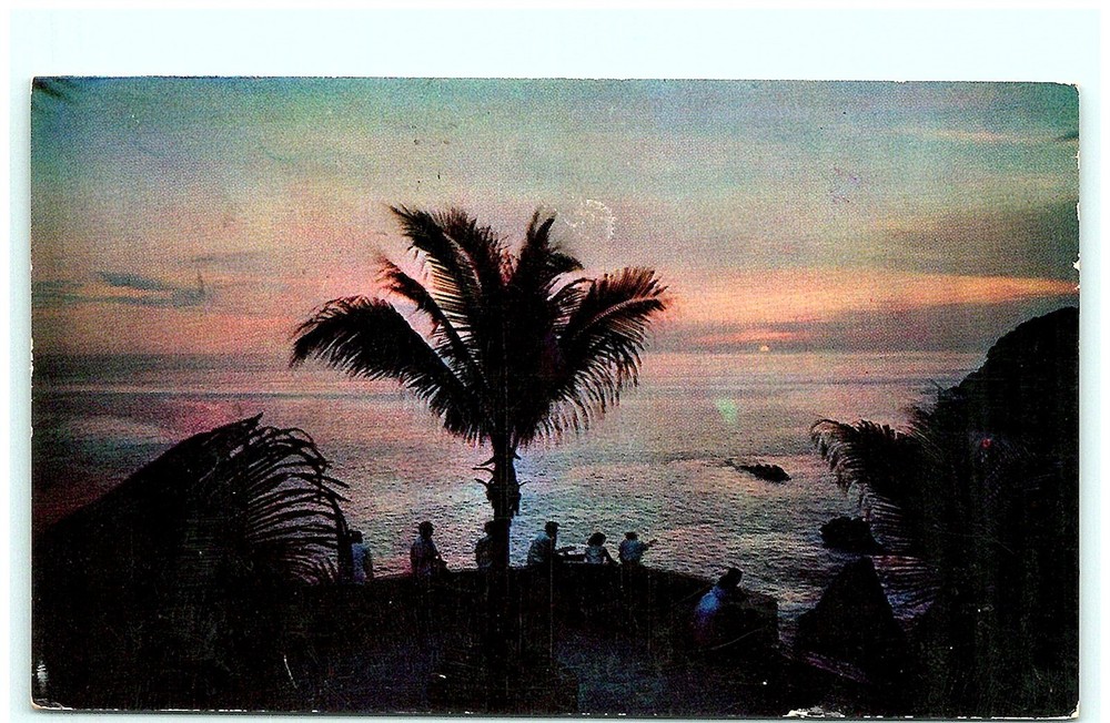 S03-6805, Sunset At The Quebrada, Acapulco, Gro., Mexico, *Vintage Postcard